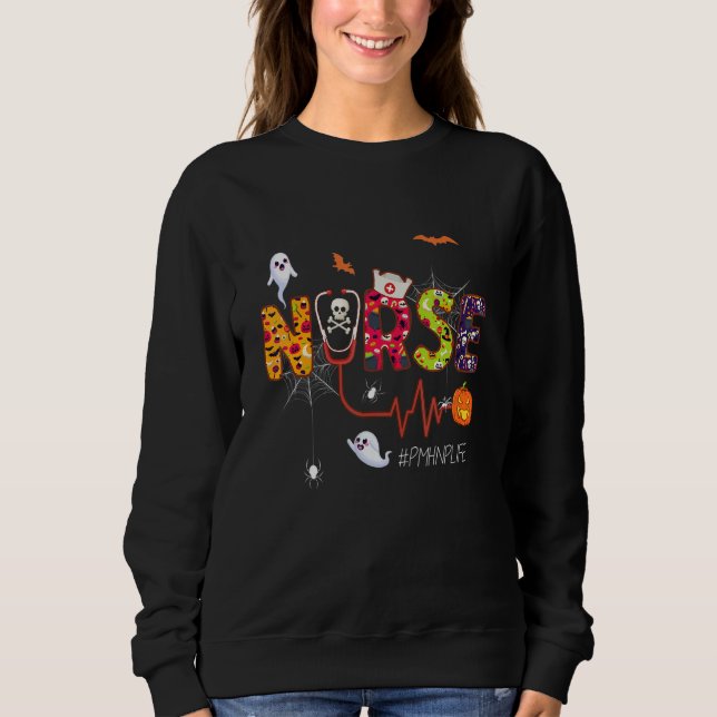 Sudadera Enfermera de Pmhnp Stethoscope Halloween Araña Fan (Anverso)