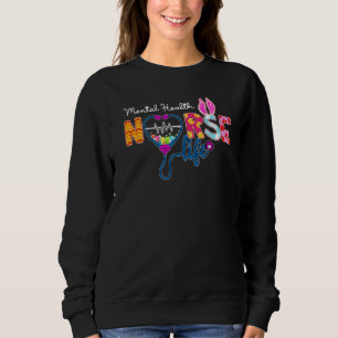 Sudadera Enfermera de Salud Mental Plaid Egg Bunny Love Ste