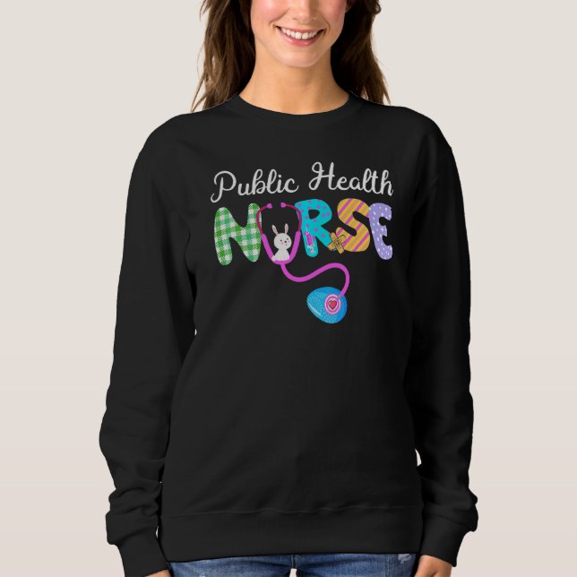 Sudadera Enfermera de Salud Pública Plaid Egg Bunny Love St (Anverso)