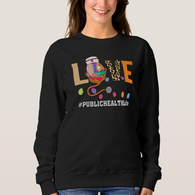 Sudadera Enfermera de Salud Pública Plaid Egg Bunny Love St (Anverso)