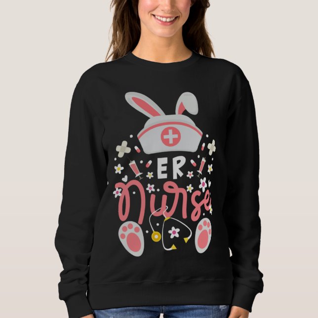 Sudadera Enfermera de Urgencias Bunny Gorro de Orejas de Co (Anverso)