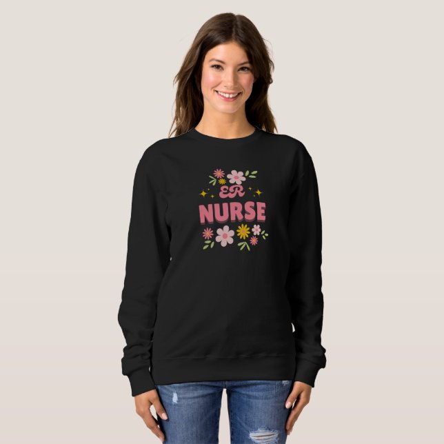 Sudadera Enfermera de Urgencias Floral Retro (Anverso completo)
