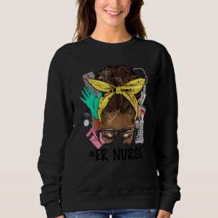 Sudadera ENFERMERA DE URGENCIAS Moño Desordenado Pelo Afro