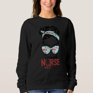 Sudadera Enfermera de viajes Messy Bun Love Heart Stethosco