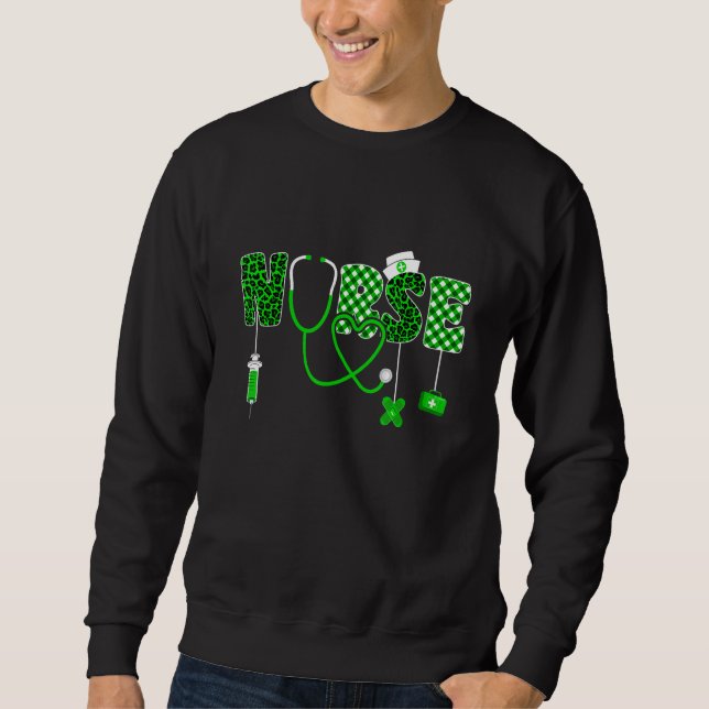 Sudadera Enfermera divertida Shamrock St Patrick S Day Iris (Anverso)