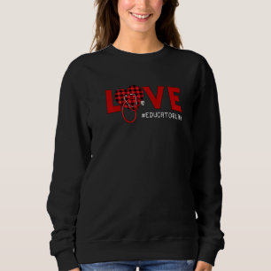 Sudadera Enfermera educadora Plaid Red Love Heart Stethosco