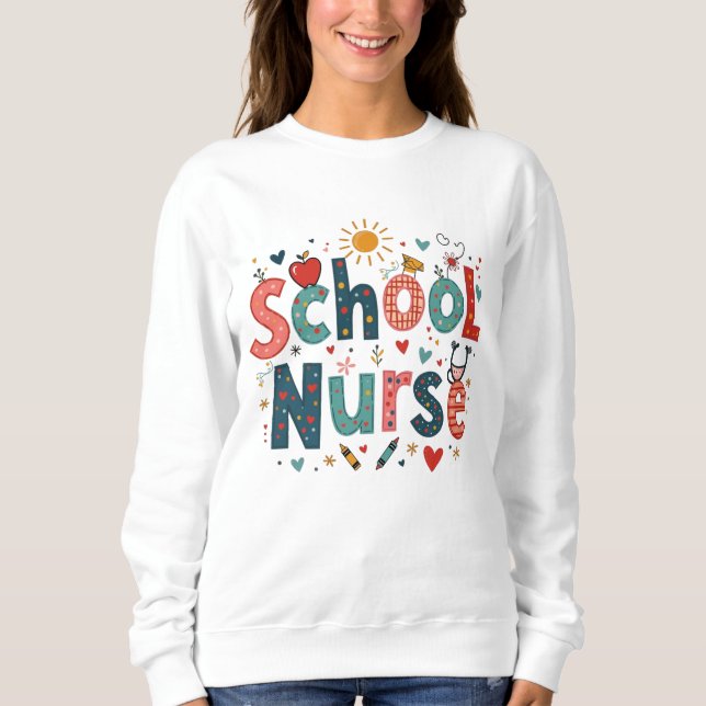 Sudadera Enfermera escolar Whimsical - Divertido estilo col (Anverso)