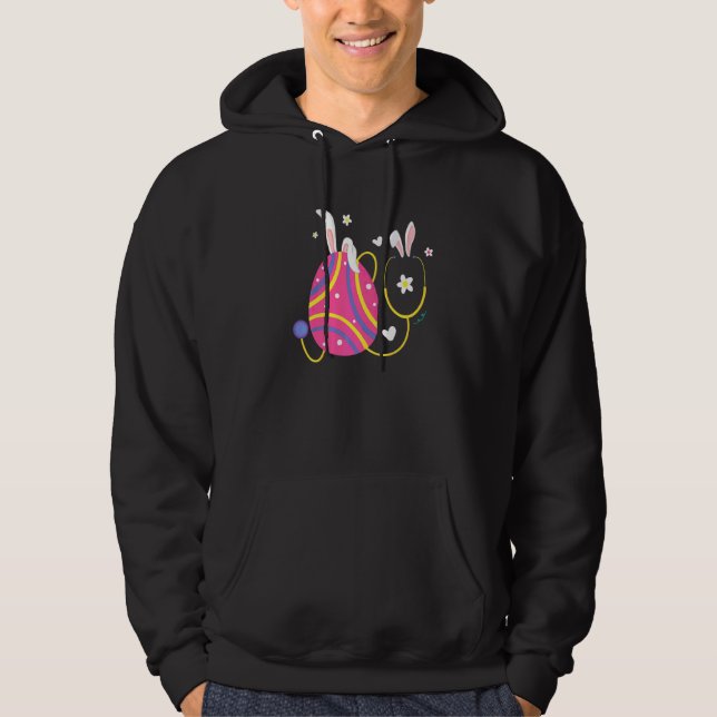 Sudadera Enfermera estetioscopio Día de Pascua Rabbit Oreja (Anverso)