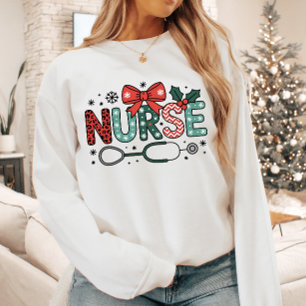 Sudadera Enfermera Estetoscopio Navideño Lindo
