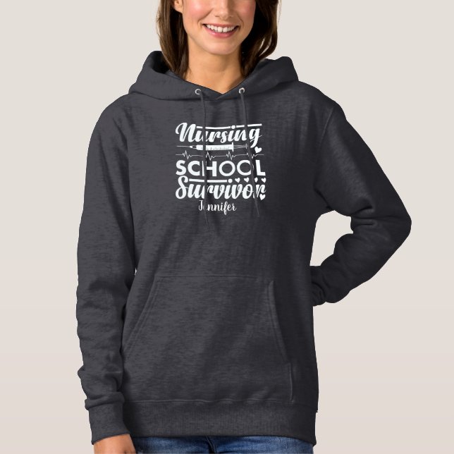 Sudadera Enfermera estudiantil personalizada gris oscuro (Anverso)