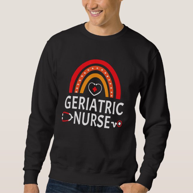 Sudadera Enfermera geriátrica Arcoiris Estetioscopio Enferm (Anverso)