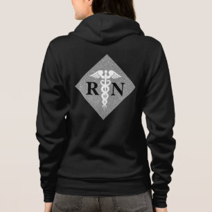 Sudadera Enfermera inscrita RN Caduceus Símbolo de plata P