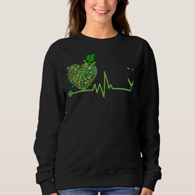 Sudadera Enfermera irlandesa St Patricks Day Tee Stethoscop (Anverso)