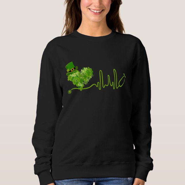 Sudadera Enfermera irlandesa St Patricks Day Tee Stethoscop (Anverso)