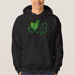 Sudadera Enfermera irlandesa Stethoscope Heartbeat Shamrock