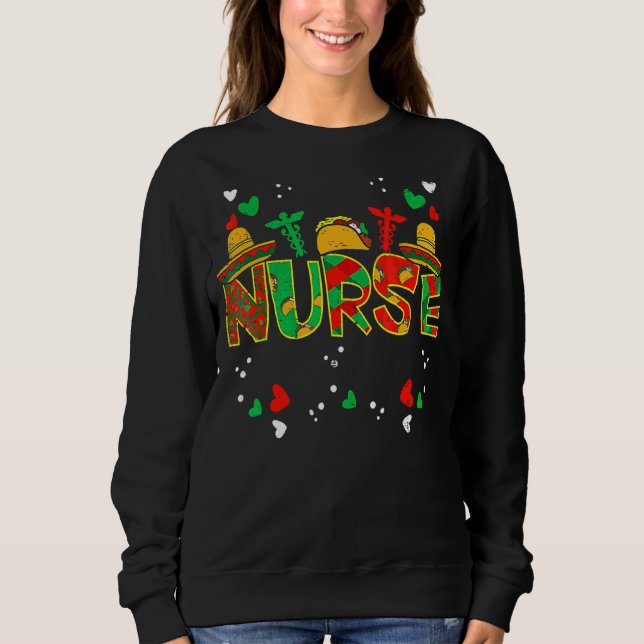Sudadera Enfermera mexicana Taco Stethoscope Cinco De Mayo  (Anverso)