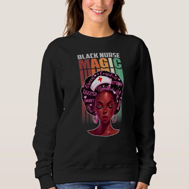 Sudadera Enfermera Mujer Negra Mágica Afro Melanin Reina de (Anverso)
