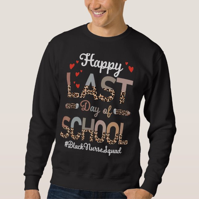 Sudadera Enfermera negra feliz leopardo escolar de último d (Anverso)