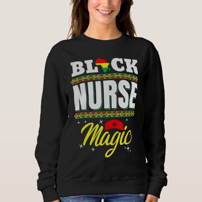 Sudadera Enfermera Negra Magia Afro Melanina Mes de la Hist (Anverso)