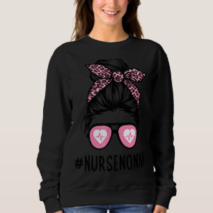 Sudadera Enfermera Nonna Life Messy Bun Leopard Mujeres Enf