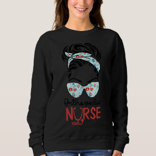 Sudadera Enfermera ortopédica Messy Bun Love Heart Stethosc