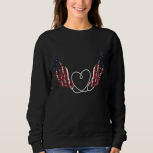 Sudadera Enfermera Patriótica Stethoscope Alas de la Bander