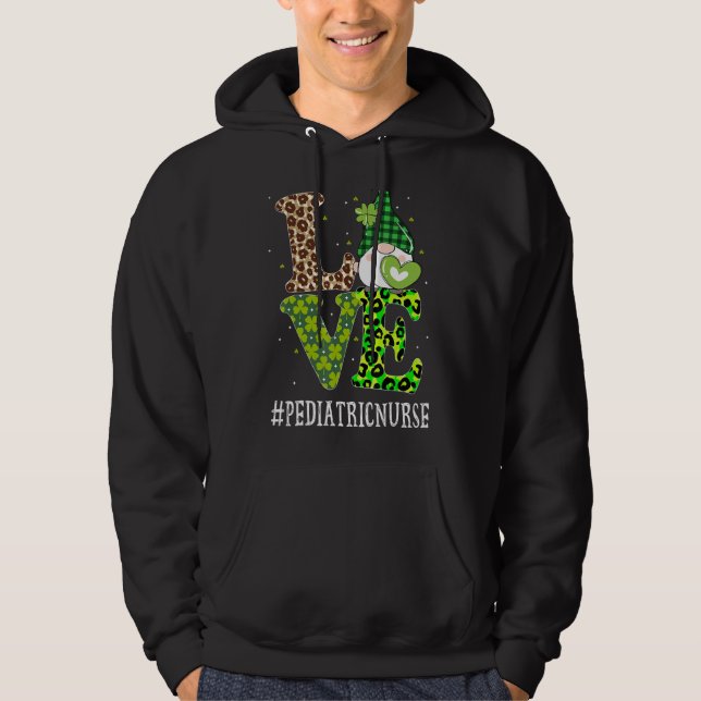 Sudadera Enfermera pediátrica amor St Patricks Day Gnome Le (Anverso)