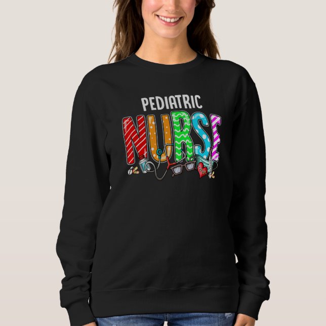 Sudadera Enfermera pediátrica Plaid Red Love Heart Stethosc (Anverso)