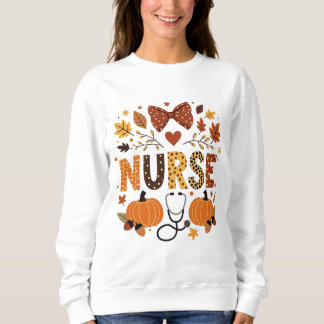 Sudadera Enfermera personalizada - Calabaza linda y hojas o