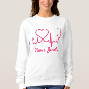 Sudadera Enfermera Personalizado rosa Stethoscope Línea de