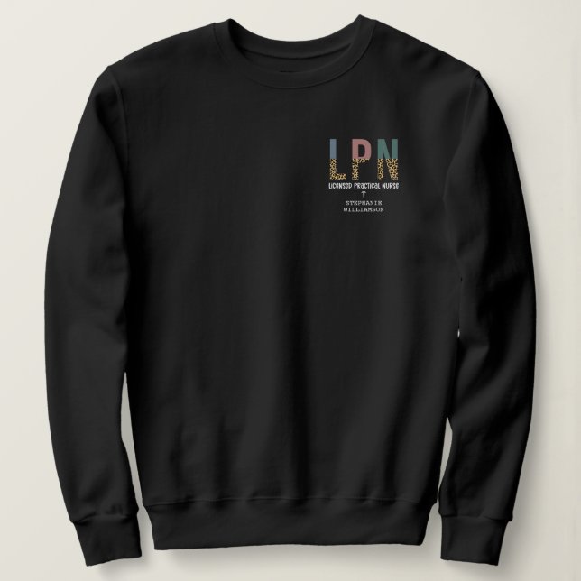 Sudadera Enfermera práctica con licencia LPN personalizada (Anverso del diseño)