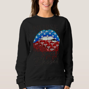Sudadera Enfermera Red White Blessed Lips Bandera Estadouni