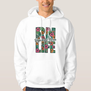 Sudadera Enfermera Registrada RN Vida Floral Diseño Vectori