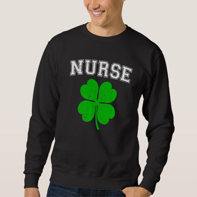 Sudadera Enfermera retro Shamrock Funny St Patricks Day Iri (Anverso)