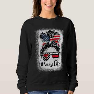Sudadera Enfermera Vida Decolorada  Leopardo Rosa Moño Deso
