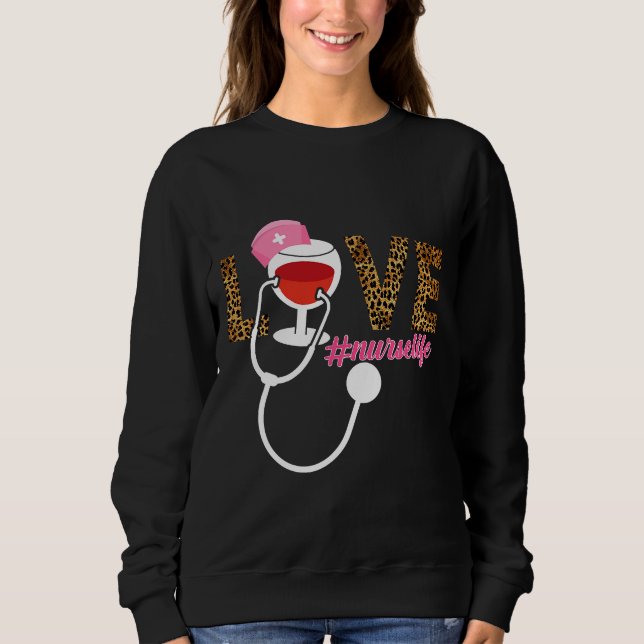 Sudadera Enfermera Vida Rn Lpn Cna Salud Vino (Anverso)
