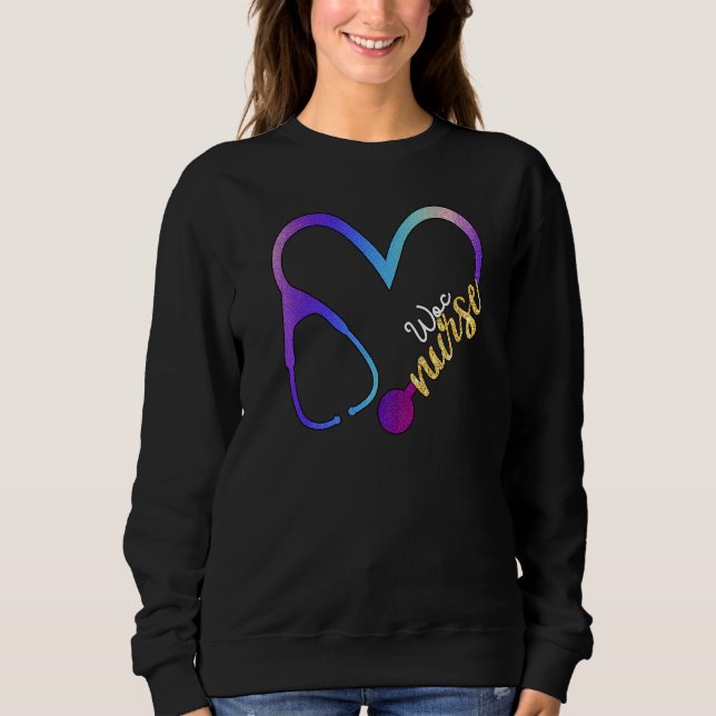 Sudadera Enfermera Woc Watercol Amor Corazón Stethoscope En (Anverso)