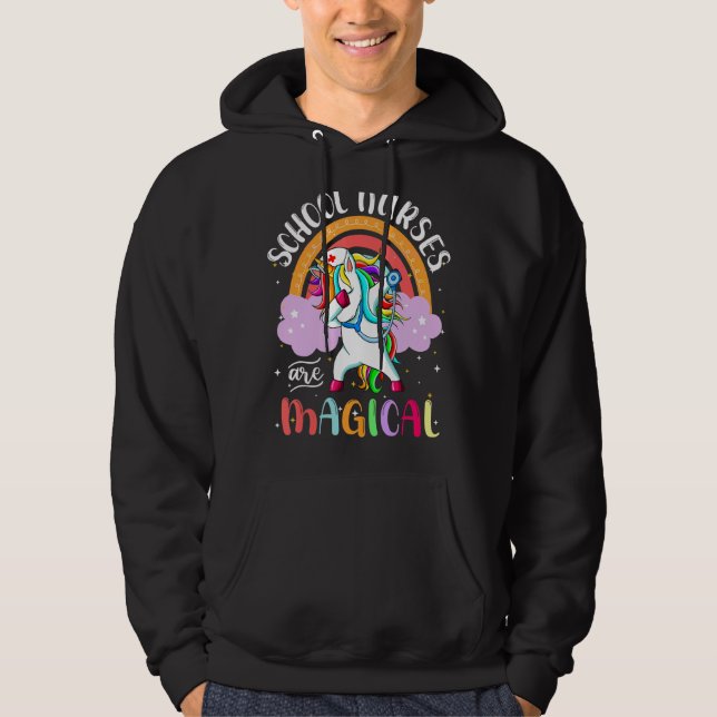 Sudadera Enfermeras escolares llevan arcoiris de unicornio  (Anverso)