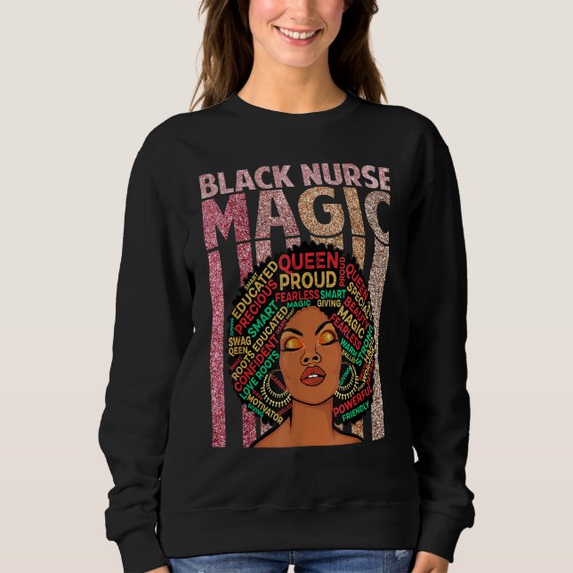 Sudadera Enfermeras negras magia Melanin Enfermería Orgullo (Anverso)
