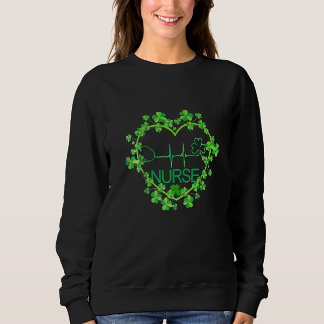 Sudadera Enfermería del Día De La Enfermera De Chamrock En  (Anverso)