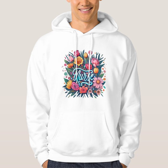 Sudadera Enfermero de enfermería de flores (Anverso)
