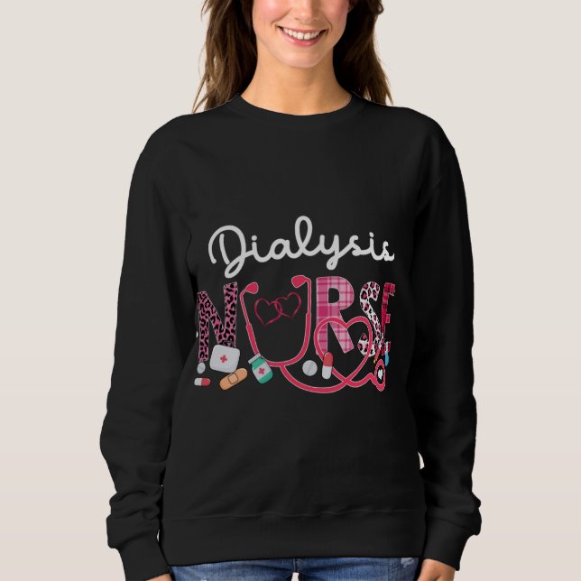Sudadera Enfermero de enfermería leopardo de plaid corazón  (Anverso)