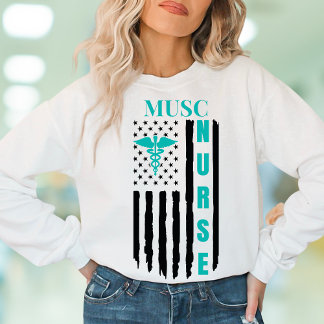 Sudadera Enfermero Nombre de la Bandera Americana Caduceus