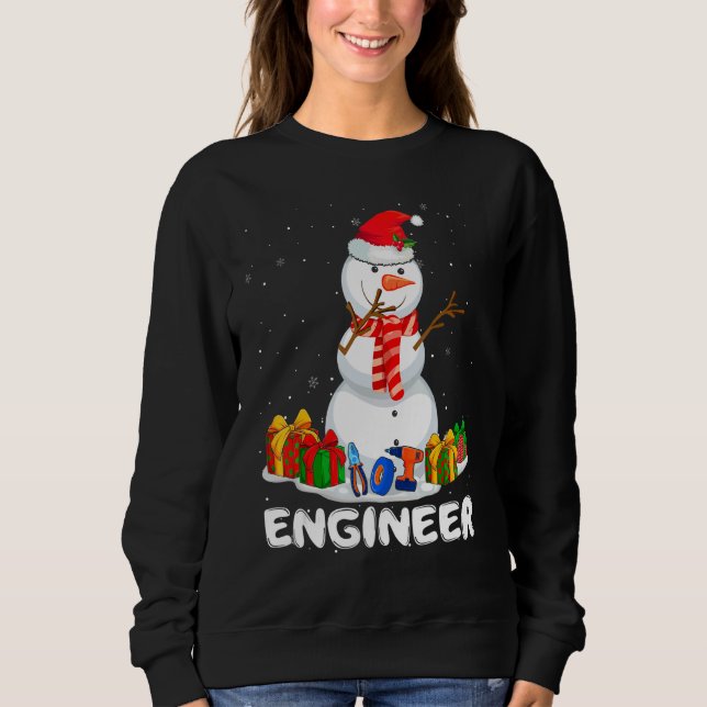 Sudadera Engineer Christmas Funny Snowman Xmas Holiday Paja (Anverso)