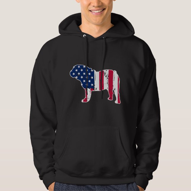 Sudadera English Bulldog Dog Lovers American Flag 4th of Ju (Anverso)