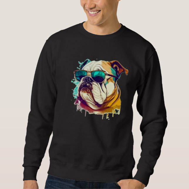 Sudadera English Bulldog Face with Sunglasses (Anverso)