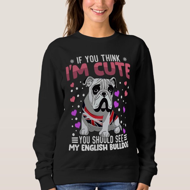 Sudadera English Bulldog Heart Valentine's Day Animal For W (Anverso)