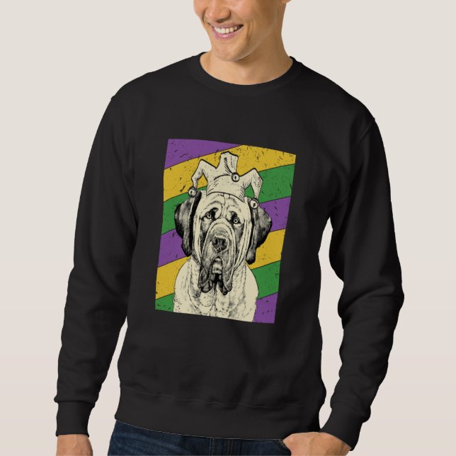 Sudadera English Mastiff Jester Mardi Gras Dog Mom or Dad (Anverso)