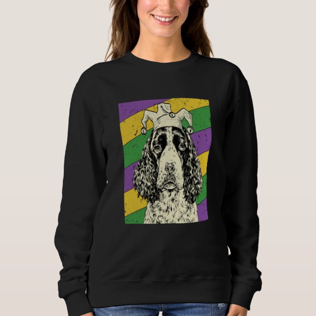 Sudadera English Springer Spaniel Jester Mardi Gras Dog Mom (Anverso)