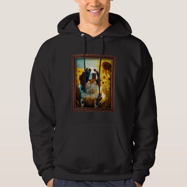 Sudadera English Springer Spaniel Painting Sunflower Flower (Anverso)